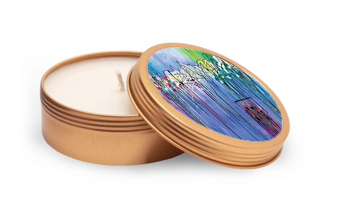 4 oz. White Tea Scented Soy Candle in Tin - "Tulips" by Anna Feneis