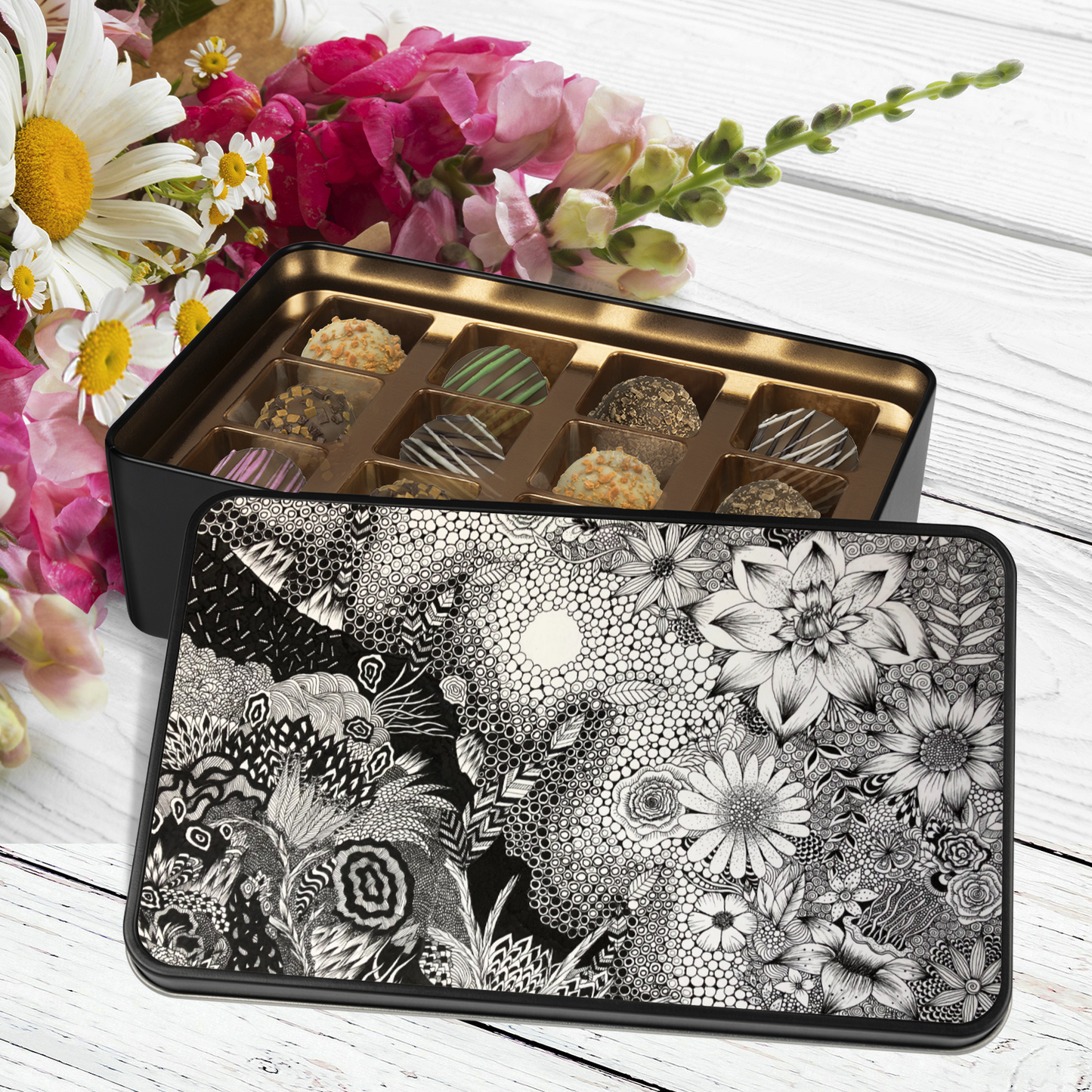 Handmade Chocolate Truffles in "Lighter Times" Tin