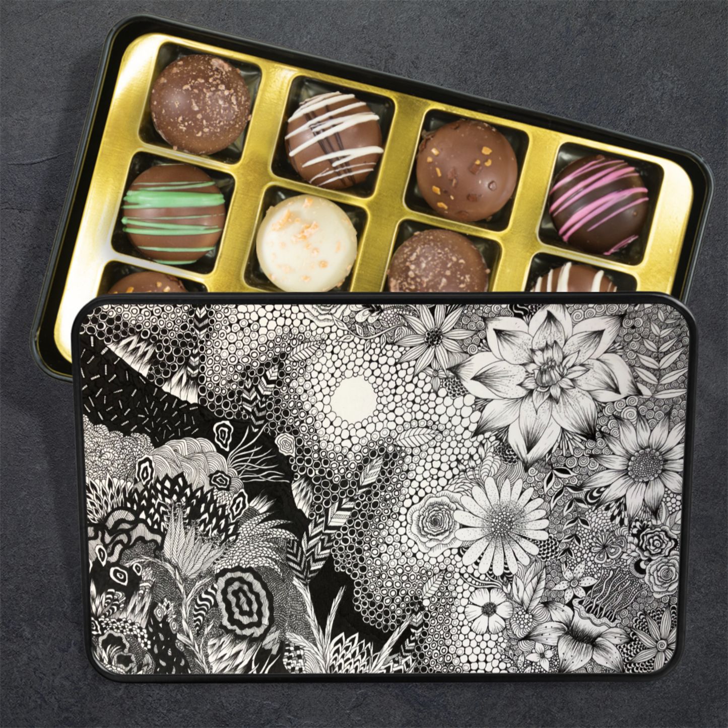 Handmade Chocolate Truffles in "Lighter Times" Tin