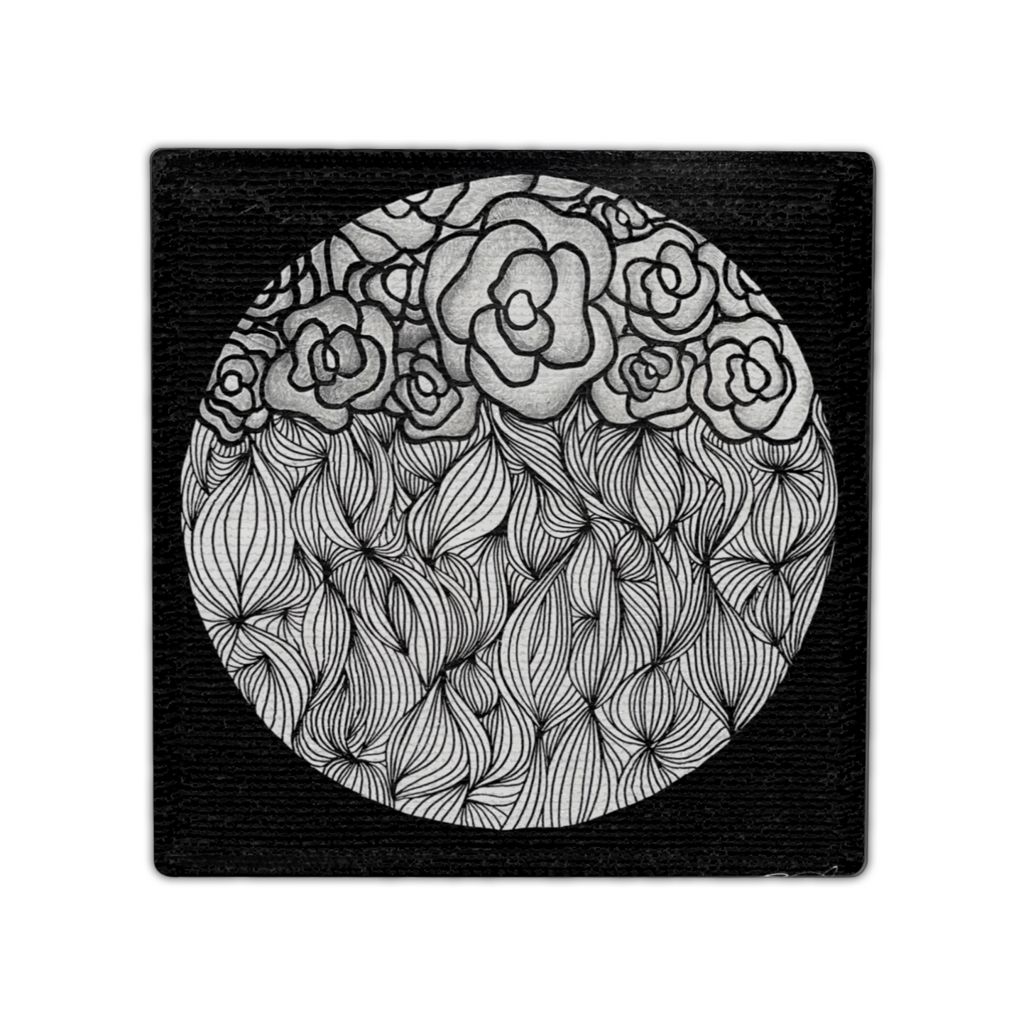 "Diagnosis and Outcome" Single Linen Coaster (Black and White)