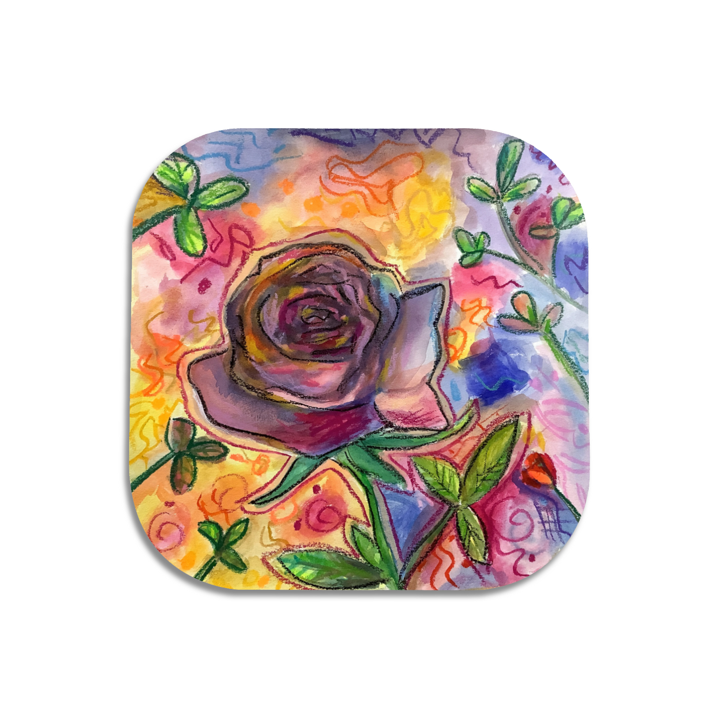 Twist Hearts "Vibrant Rose" Single Wooden Coaster