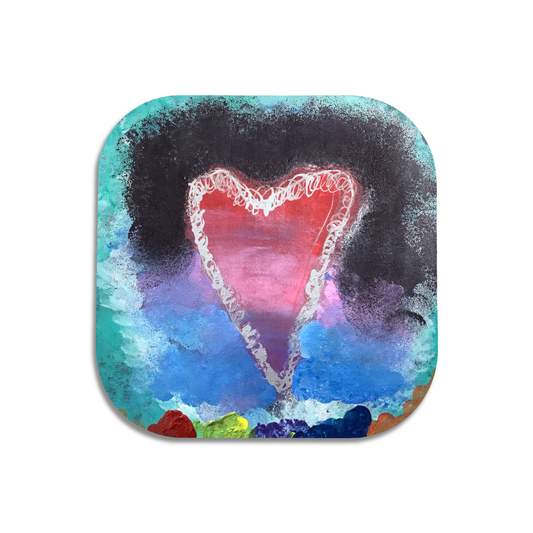 Twist Hearts "Love Overcomes Dark" Single Wooden Coaster