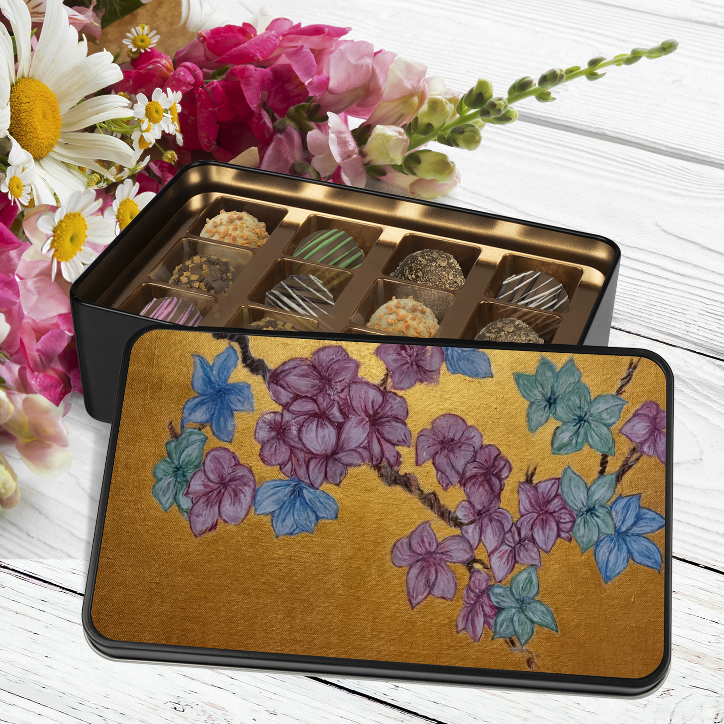 Handmade Chocolate Truffles in "3 Colors" Tin