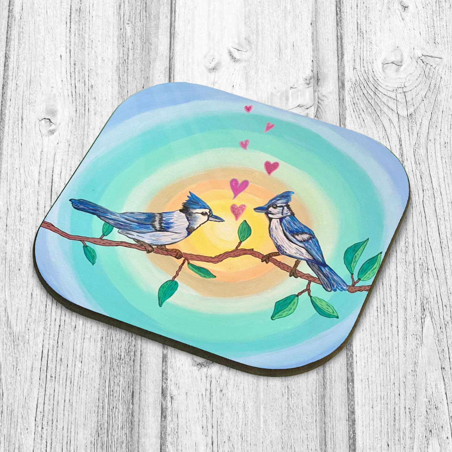 "Two Sisters" Single Wooden Coaster