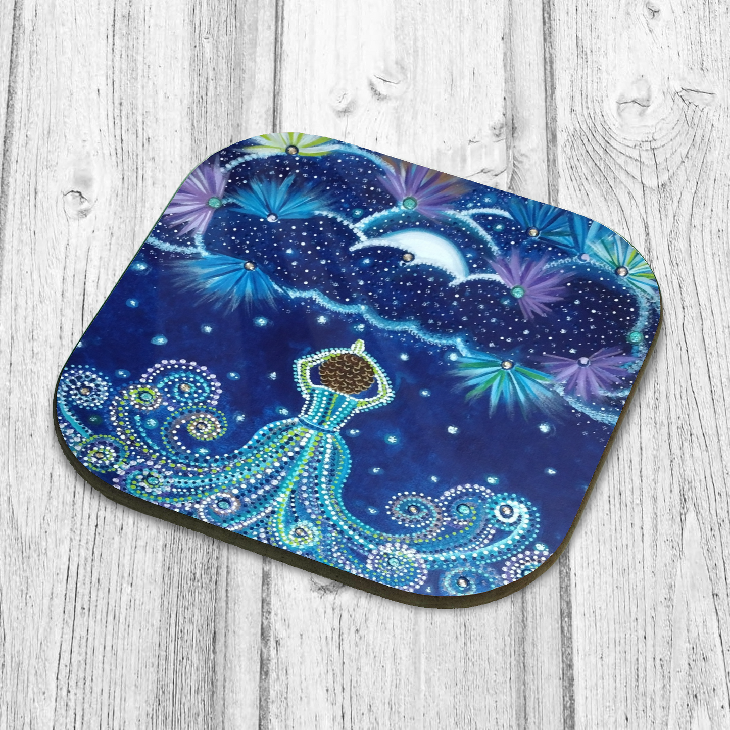 "Rachel" Single Wooden Coaster