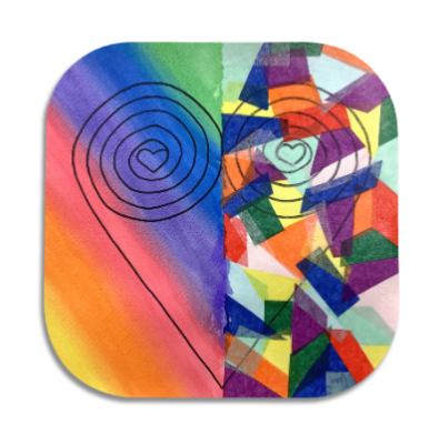 Twist Hearts "Asymmetry" Single Wooden Coaster