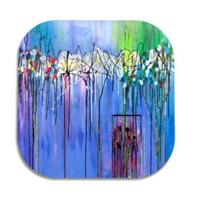 "Tulips" Single Wooden Coaster