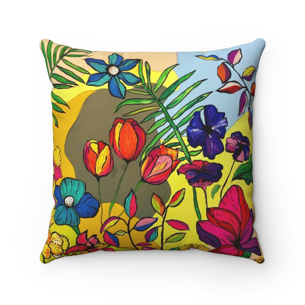 Spun Polyester Square Pillow created by Brushes with Cancer Artist Jacqueline Carmody in honor of Inspiration Elisa Salazar