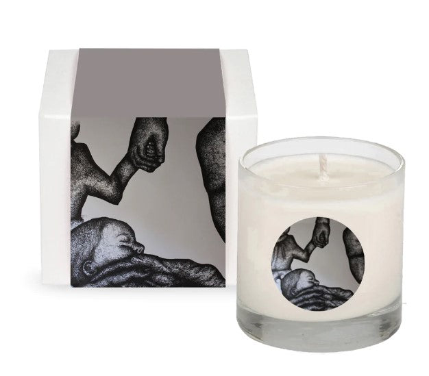 8oz spark candle with artwork by Joy Misu Ulrich