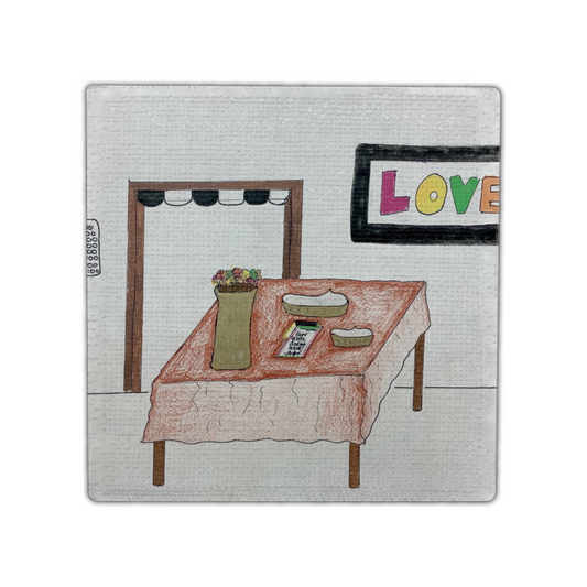 Twist Hearts "Symbols of Love" Single Linen Coaster