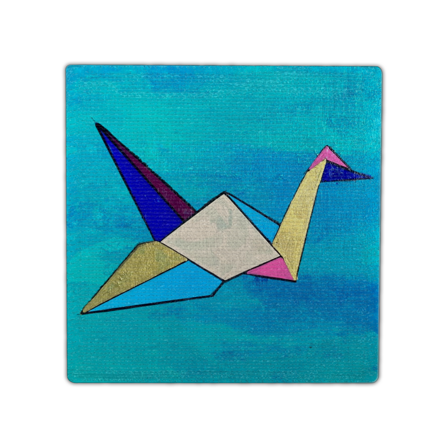 "Paper Cranes for Pam" Single Linen Coaster