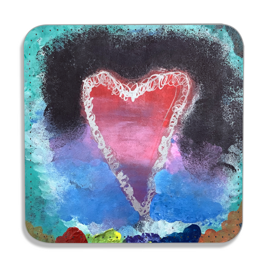 Twist Hearts "Love Overcomes Dark" Single Vegan Leather Coaster