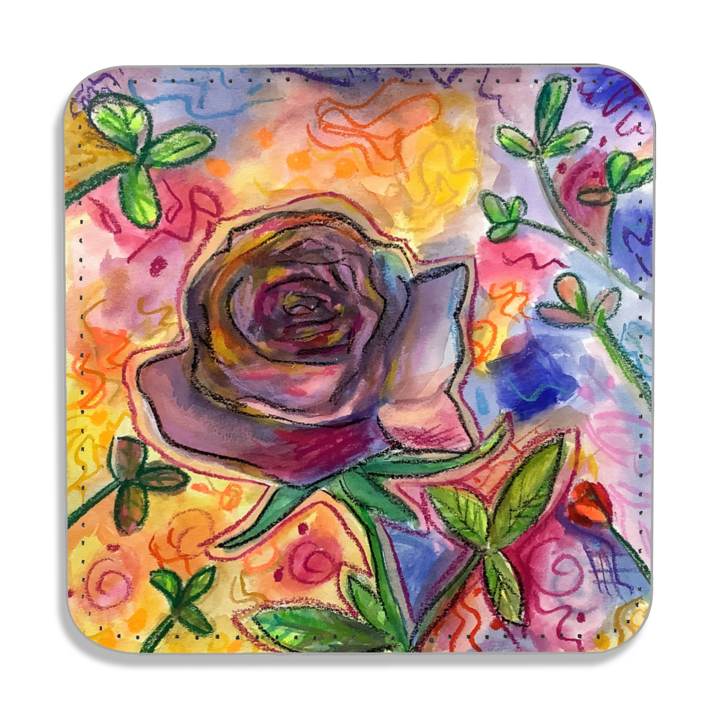 Twist Hearts "Vibrant Rose" Single Vegan Leather Coaster