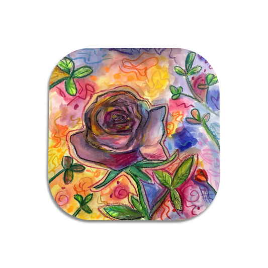 Twist Hearts "Vibrant Rose" Single Wooden Coaster