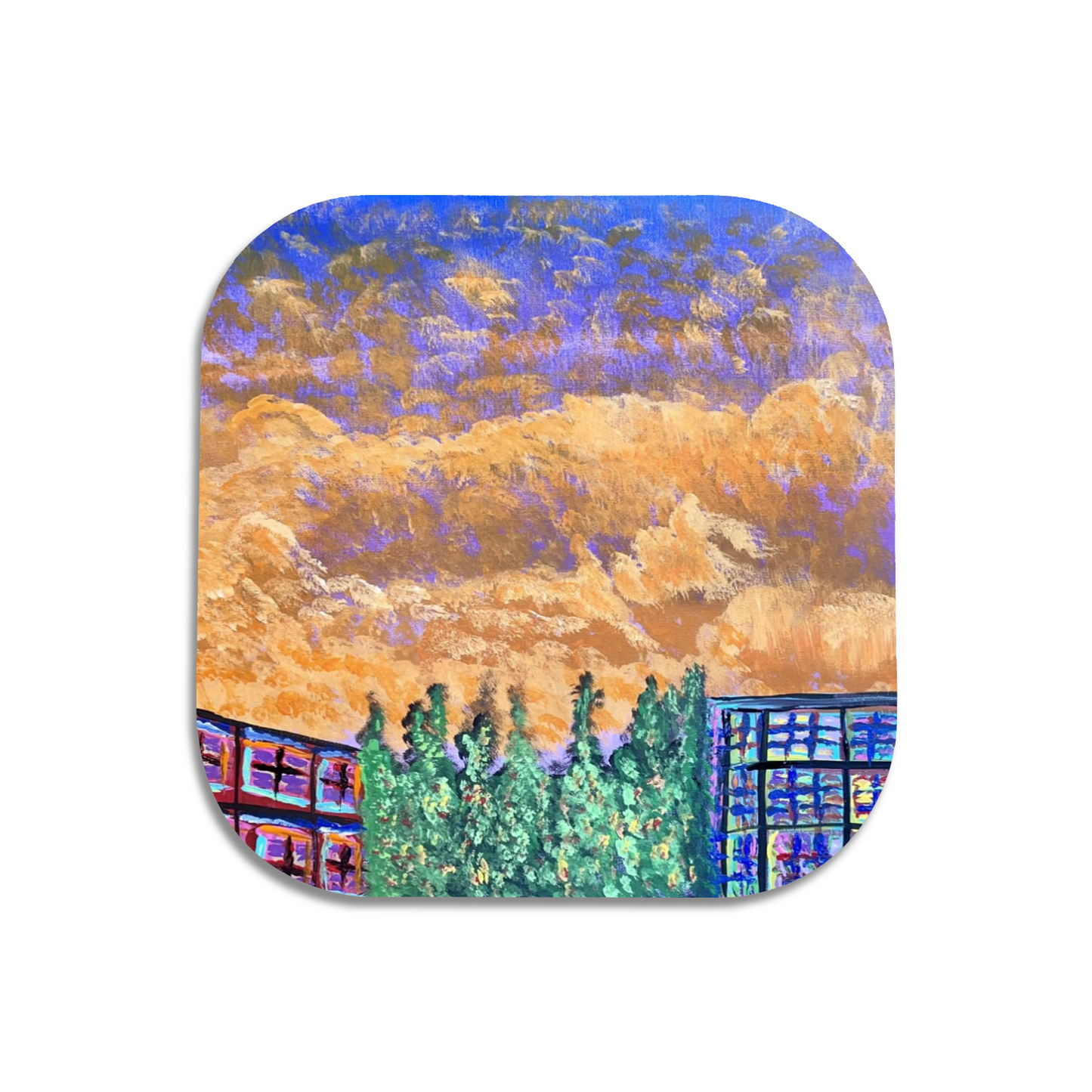 "Beautiful Sky on a Terrible Day" Single Wooden Coaster
