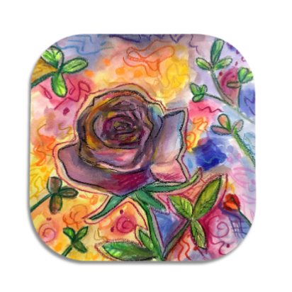 Twist Hearts "Vibrant Rose" Single Wooden Coaster