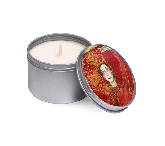 4 oz spark candle with artwork by Nancy Rosen