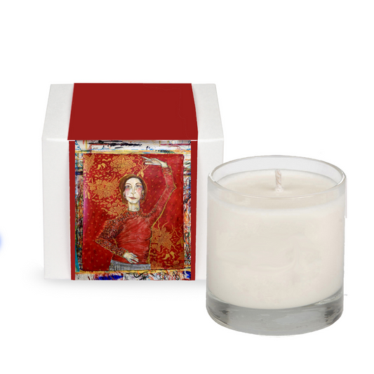 8 oz spark candle with artwork by Nancy Rosen