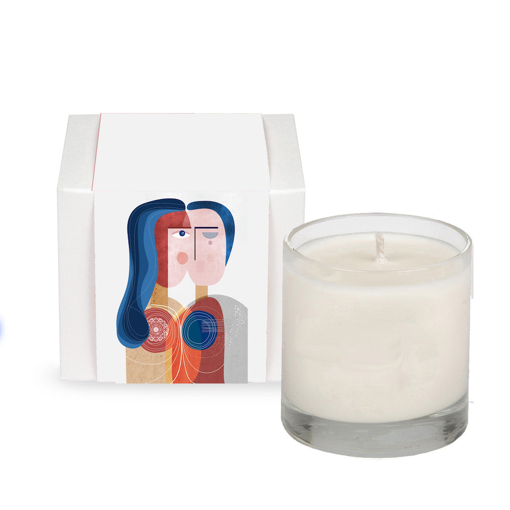 8 oz spark candle with artwork by Ishita Banerjee