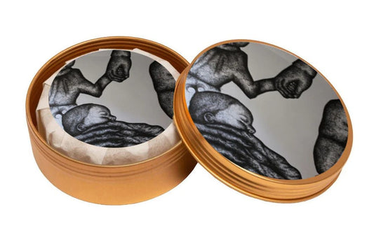 Soap in tin with artwork by Joy Misu Ulrich