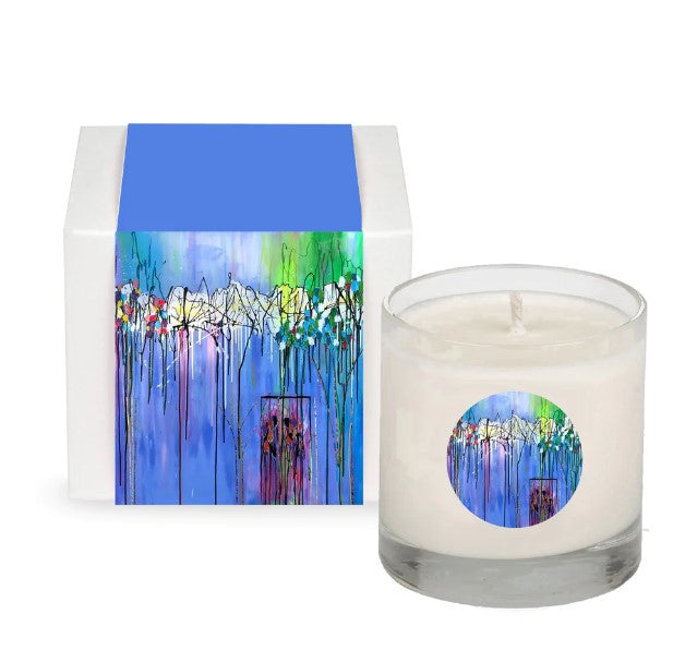 8oz spark candle with artwork by Anna Feneis
