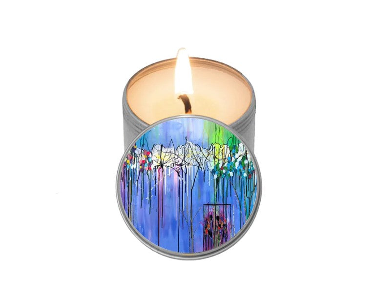 2oz spark candle with art by Anna Feneis
